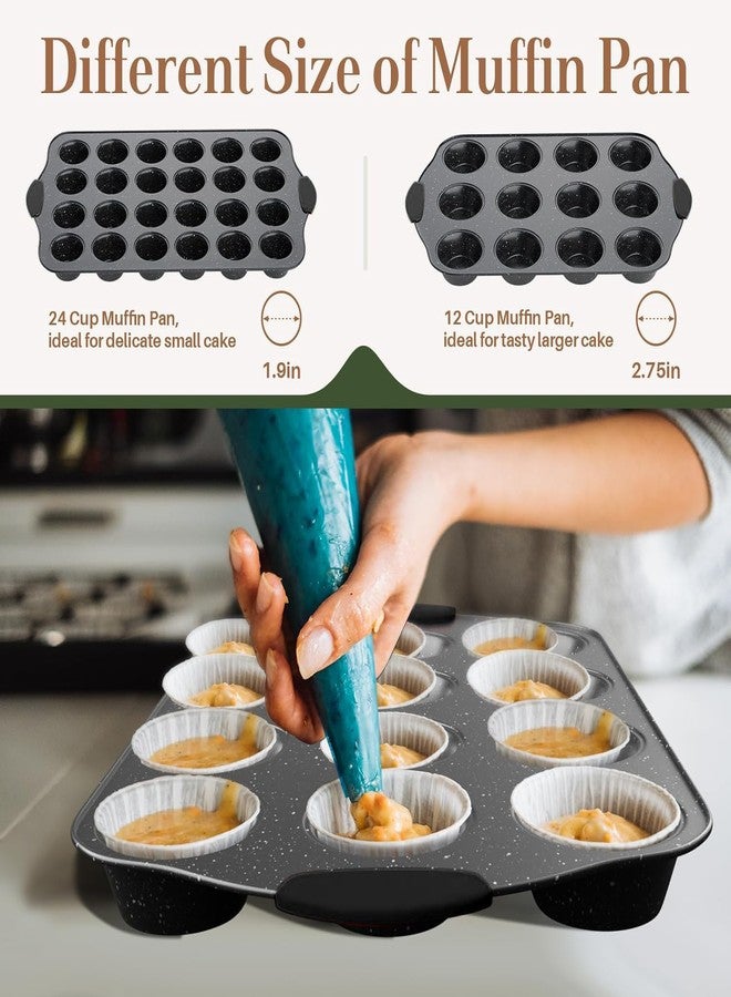 Slow Slog 11-Piece Nonstick Baking Pans Set, Stackable Bakeware Sets, Oven Pans for Baking with Silicone Handles, Includes Cookie Sheet, Cake Pans, Loaf Pan, Pizza Pan, Muffin Pan, Black - Image 3
