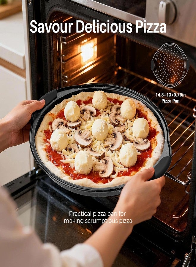 Slow Slog 11-Piece Nonstick Baking Pans Set, Stackable Bakeware Sets, Oven Pans for Baking with Silicone Handles, Includes Cookie Sheet, Cake Pans, Loaf Pan, Pizza Pan, Muffin Pan, Black - Image 5