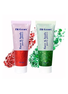 Generic 2pcs Body Glitter Mermaid Sequins Liquid Holographic Gel Chunky Face Eye Lip Hair Nail Festival Makeup Sparkling for Women  - Image 1