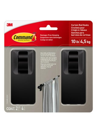 Command 10 lb Matte Black Curtain Rod Hooks, 2 Hooks and 4 Command Strips, Damage Free Curtain Hooks for Hanging Curtain Rods with Adhesive Strips, No Drilling Christmas Decorations - pzsku/Z99F5A6ABCD180855BCB2Z/45/_/1740982820/aa39cc1e-a909-4a38-83d0-bbbdf5f4ab56
