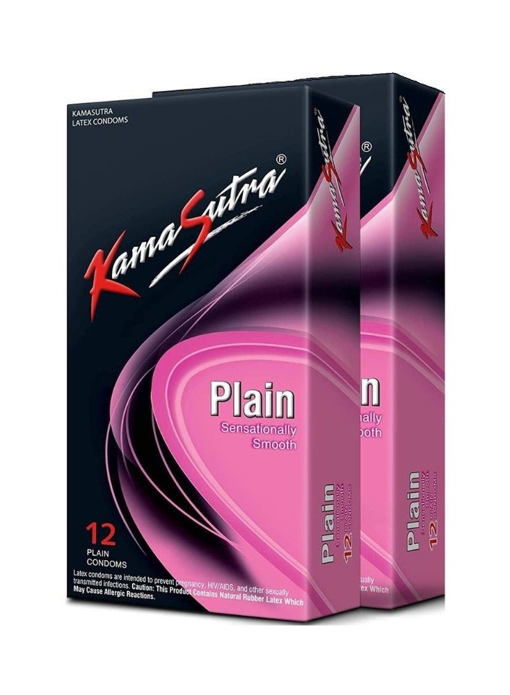 Kamasutra Plain Condoms 12- Piece, Pack of 2
