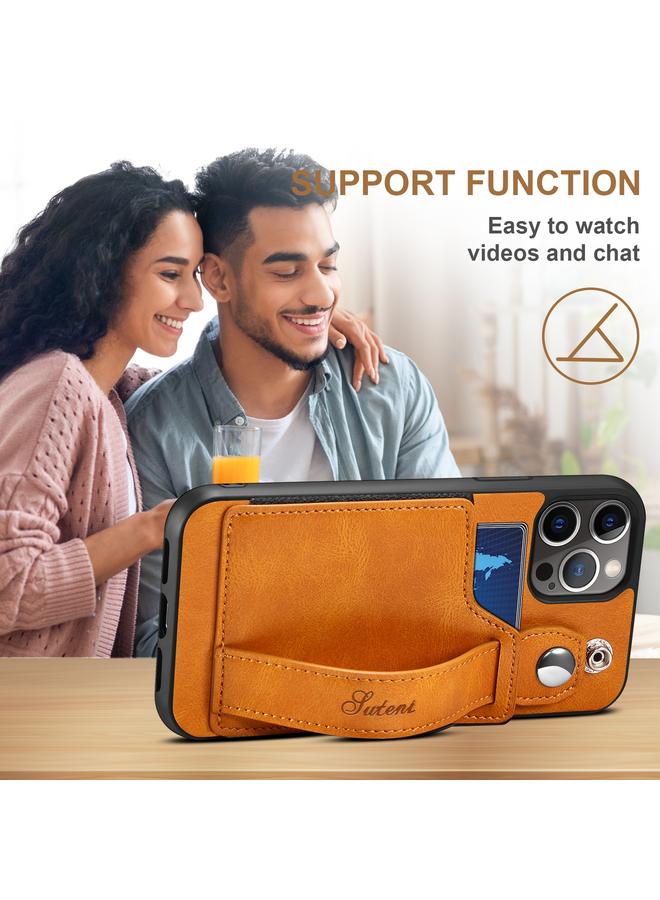 Suteni Case For iPhone 12 Pro 215 Wrist Strap PU Phone Case - Image 4