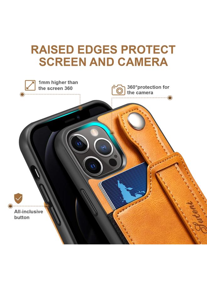 Suteni Case For iPhone 12 Pro 215 Wrist Strap PU Phone Case - Image 3