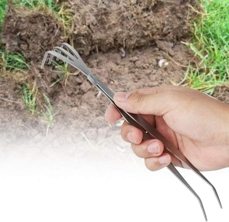comfrt 2 in 1 Gardening Hand Rake, Stainless Steel Root Claw Rake Bonsai Gardening Hand Tool for Cultivating, Loosening Soil, Spreading Mulch - Image 3