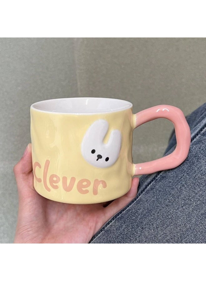 لافلي مج بورسلين بتصميم ارنوب مجسم (3D) بيد ملونة، كوب "Lovely" شيك في علبة هدايا (للمشروبات الساخنة والباردة) - Image 3