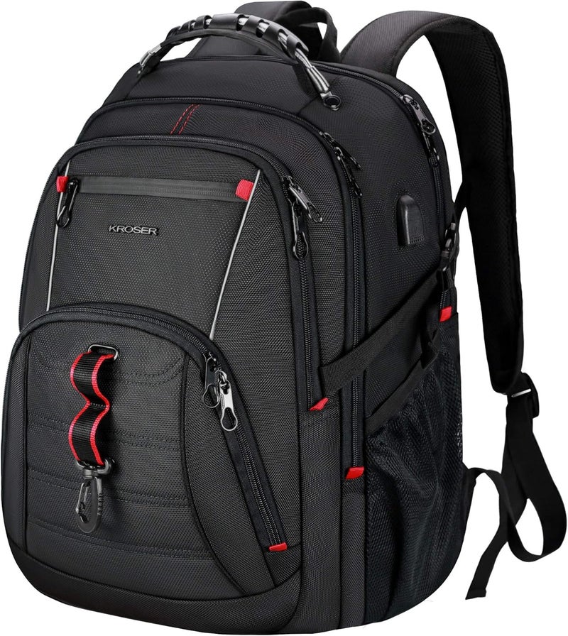 KROSER Large Men's Backpack, 17.3-18.4 Inches XXXL, Laptop Backpack with Pockets RFID Port and Waterproof Portable for Travel/University/Business/College/Men/Women Laptop Backpack