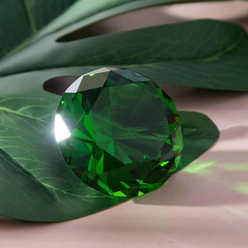 LONGWIN 60mm (2.4") Crystal Faceted Diamond Paperweight Wedding Favor Home Decor (Green, 60mm) - Image 3