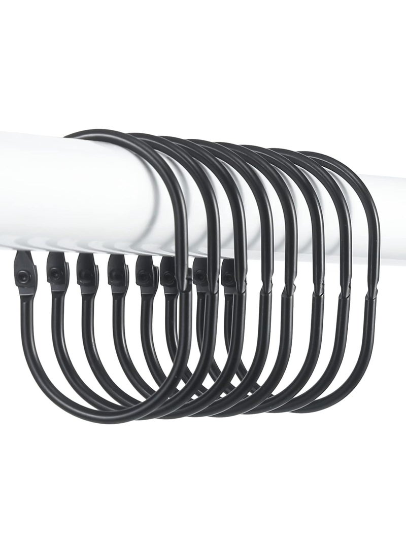 Relex Shower Curtain Rings, Shower Curtain Hooks, Black Shower Curtain Hooks Rings Rust Proof, Anti-Drop Smooth Shower Rings for Curtain, 24 Pcs Metal Shower Hooks for Shower Curtain Rod Bathroom - Image 1