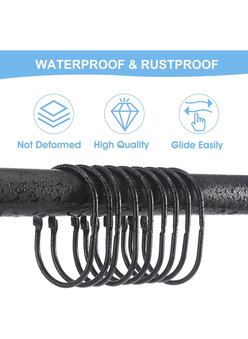 Relex Shower Curtain Rings, Shower Curtain Hooks, Black Shower Curtain Hooks Rings Rust Proof, Anti-Drop Smooth Shower Rings for Curtain, 24 Pcs Metal Shower Hooks for Shower Curtain Rod Bathroom - Image 3