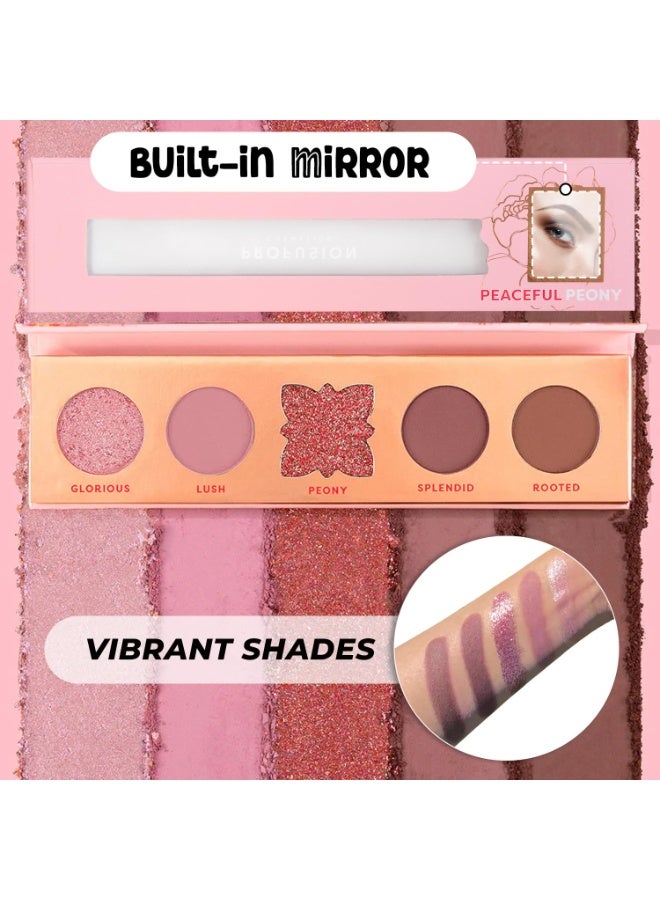 Profusion Cosmetics Blooming Hues 5 Shade Eye Shadow Pallete - Peaceful Peony (4.9 g) - Image 4