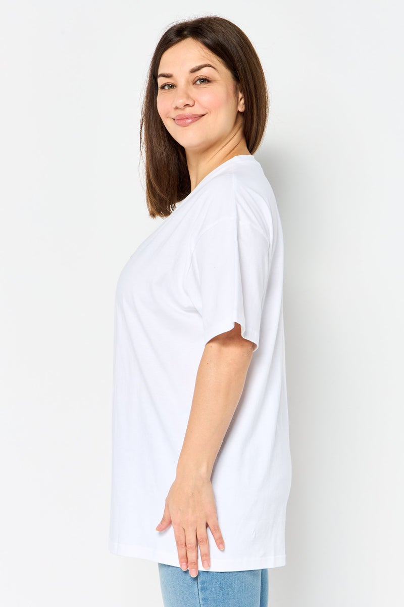 Sanrio Women Crew Neck Short Sleeve Hello Kitty T-Shirt, White - Image 3