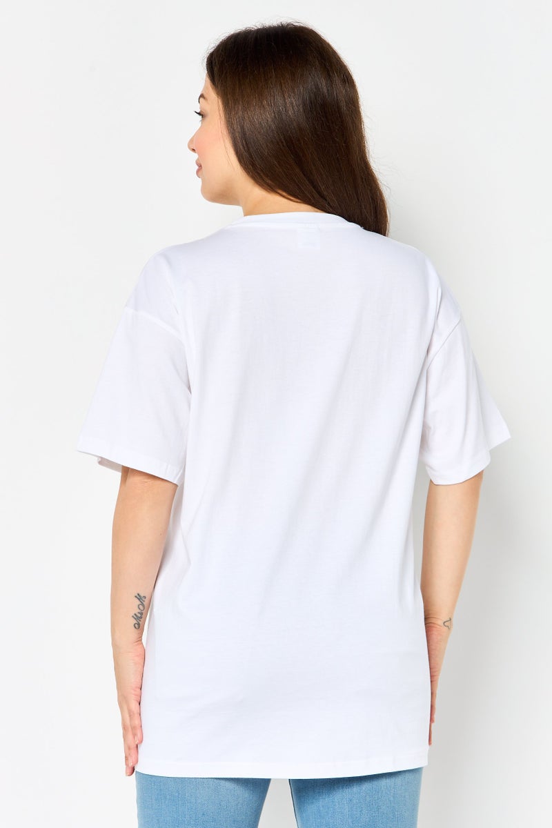 Sanrio Women Crew Neck Short Sleeve Hello Kitty T-Shirt, White - Image 4