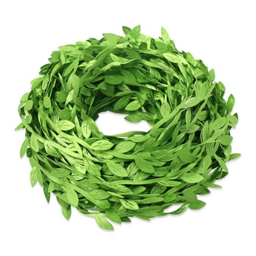 Hecaty 66 ft Leaf Ribbon, Artificial Eucalyptus Garland Rattan Leaf String, Decorative Jungle Wild Plant Green, Suitable for Baby Shower Home Wedding Party Balloon Garland Wreaths DIY Christmas Craft - Image 1