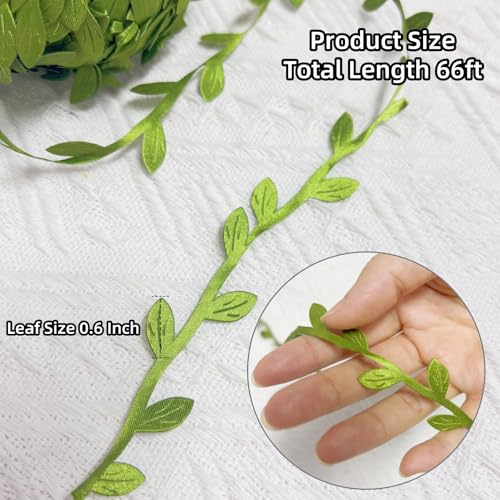 Hecaty 66 ft Leaf Ribbon, Artificial Eucalyptus Garland Rattan Leaf String, Decorative Jungle Wild Plant Green, Suitable for Baby Shower Home Wedding Party Balloon Garland Wreaths DIY Christmas Craft - Image 2