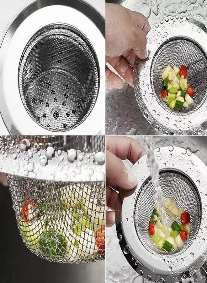 PDFans Sink Strainer, Stainless Steel Fine Mesh Kitchen Sink Strainer - Large Wide Rim 4.3" Diameter -2 Pack - Image 2