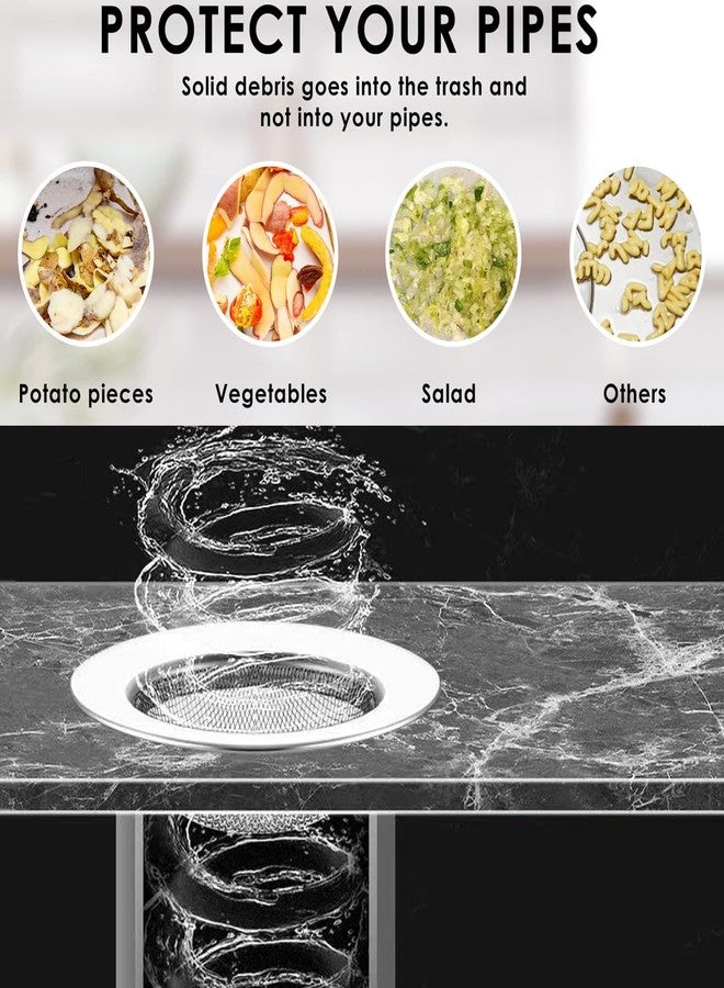 PDFans Sink Strainer, Stainless Steel Fine Mesh Kitchen Sink Strainer - Large Wide Rim 4.3" Diameter -2 Pack - Image 3