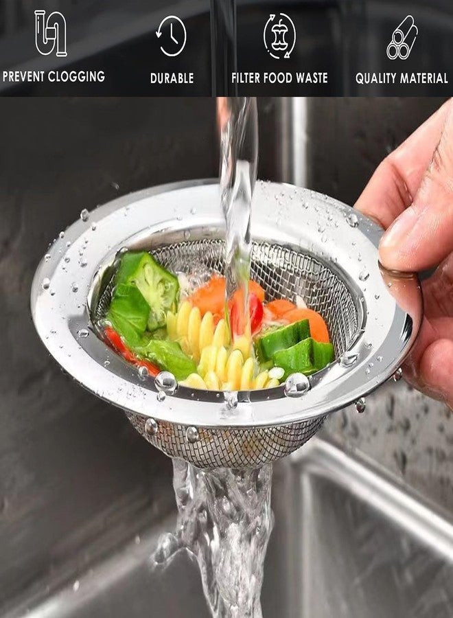 PDFans Sink Strainer, Stainless Steel Fine Mesh Kitchen Sink Strainer - Large Wide Rim 4.3" Diameter -2 Pack - Image 4
