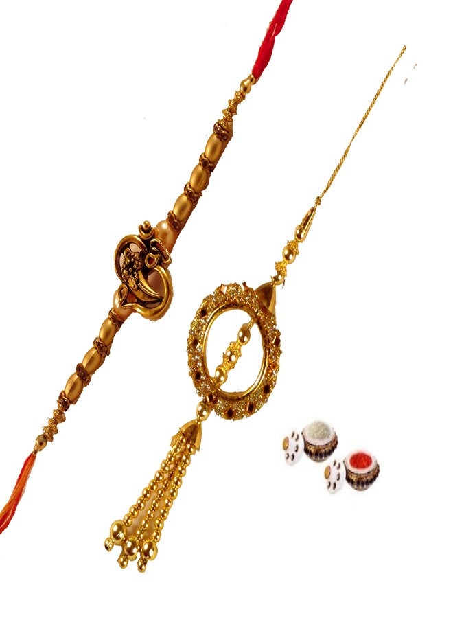 Suninow Ganesha bhaiya bhabhi Rakhi Set | Rakhi Combo for Brother | Rakhi for Brother Gift | Rakhi Gift for Brother | Rakhi for Little Brother with Gift - Image 1