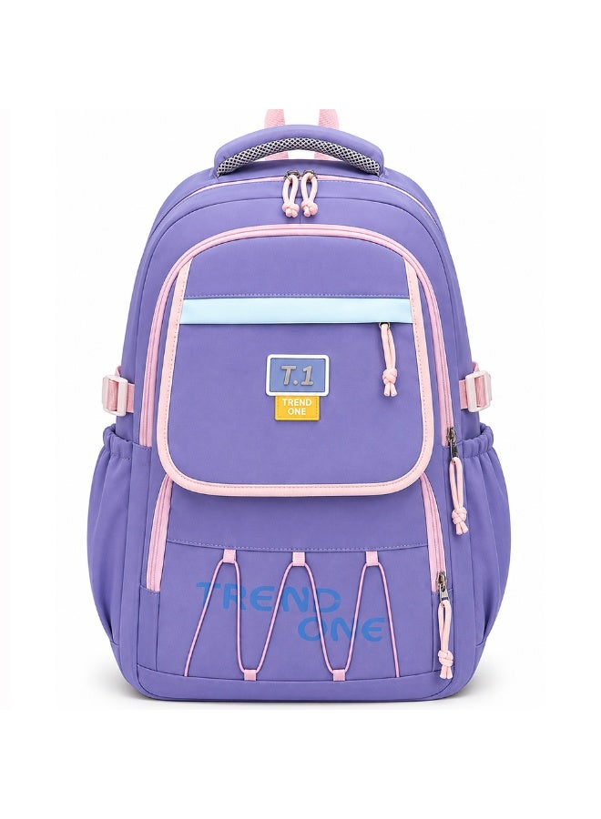 18 Inch School Backpack for Boys & Girls, Large Student Backpack with Multiple Compartments, Front Zipper Pocket, Side Bottle Pockets, Comfortable Carry Handle, 48*32*20 CM
