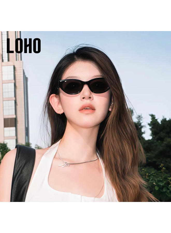 LOHO نظارات شمسية على شكل عين القط للنساء بإطار ضيق نحيف جديدة للسيدات موضة عالية النهاية نظارات شمسية جي إم نظارات ل.ه09648 - Image 2