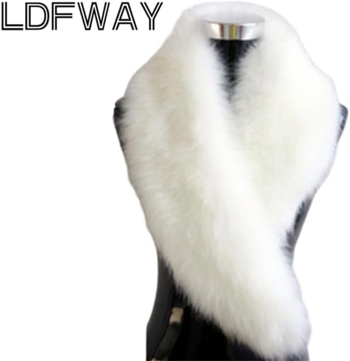 LDFWAY Long Men Women Faux Fur Collar Winter Warm Wrap Stole Scarf Shawl Shrug - Image 2