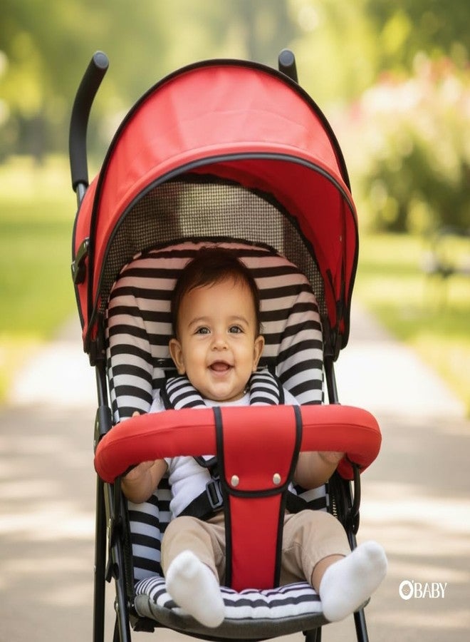 أو بيبي عربة أطفال OBABY مزودة بمقعد قابل للإمالة، ومظلة قابلة للتعديل، وحزام أمان، وعجلات سلسة، وتصميم قابل للطي صغير الحجم (عربة أطفال قابلة للطي رمادية اللون) - Image 3