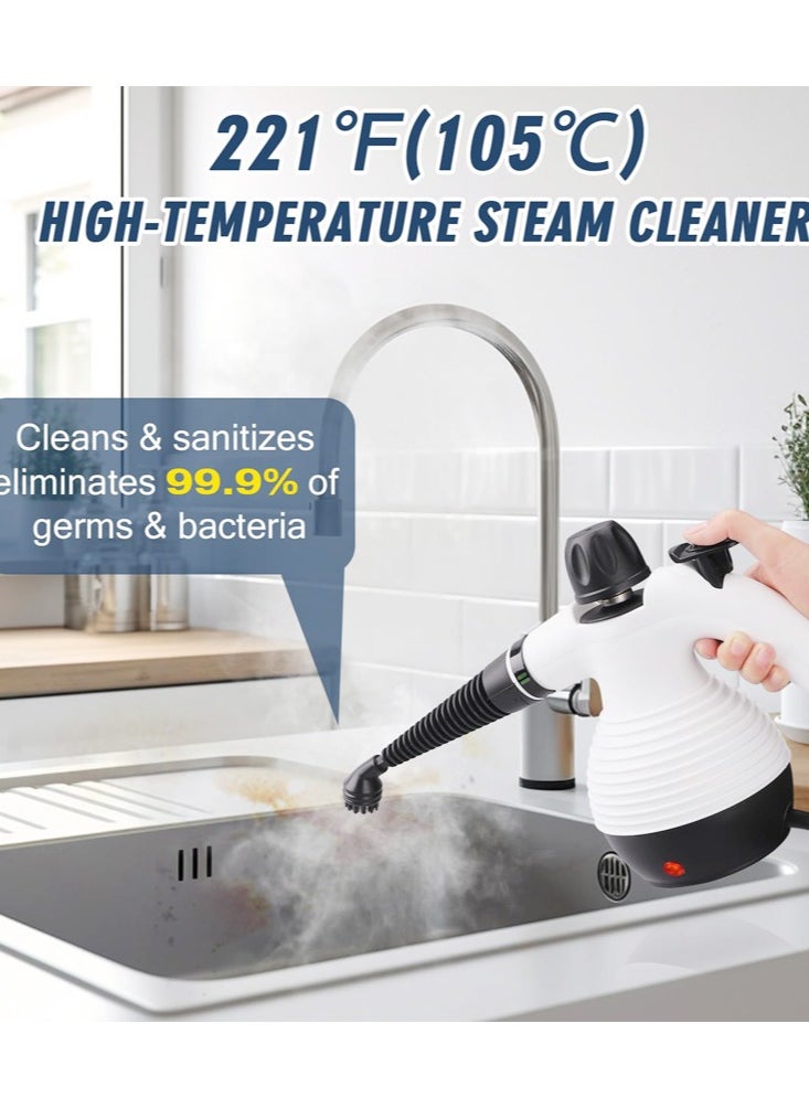 Handheld Steam Cleaner, Steamer for Cleaning, Multipurpose Portable Steam Cleaners for Home Use with Safety Lock and 13 Accessory Kit to Remove Grime, Grease, and More, Save Time and Effort
