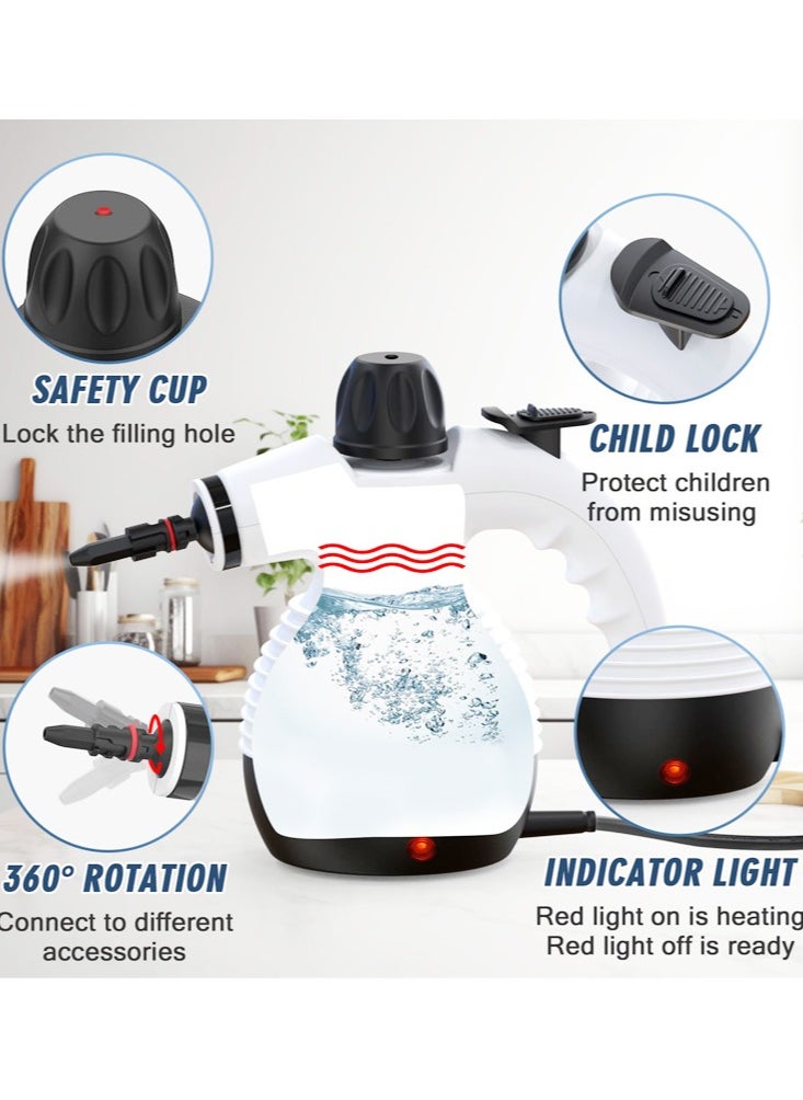 Joshberg Handheld Steam Cleaner, Steamer for Cleaning, Multipurpose Portable Steam Cleaners for Home Use with Safety Lock and 13 Accessory Kit to Remove Grime, Grease, and More, Save Time and Effort  - Image 5