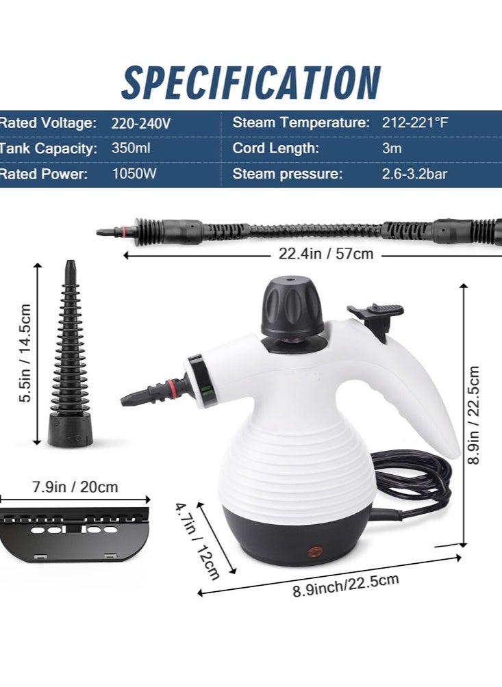 Handheld Steam Cleaner, Steamer for Cleaning, Multipurpose Portable Steam Cleaners for Home Use with Safety Lock and 13 Accessory Kit to Remove Grime, Grease, and More, Save Time and Effort