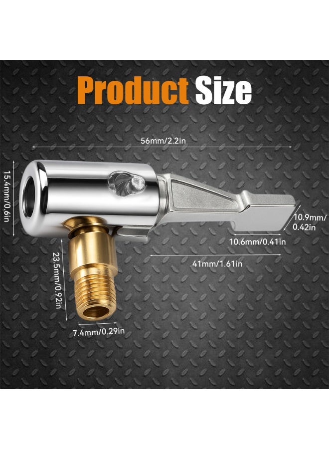 2 Pcs Heavy Duty Brass Lock-On Air Chuck Tire Inflator Hose Adapter, No Leakage Standard Thread Tire Valve Inflating Nozzle Universal Connect Accessory Tool For Car Air Compressor Pump - Image 2