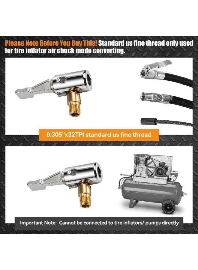 2 Pcs Heavy Duty Brass Lock-On Air Chuck Tire Inflator Hose Adapter, No Leakage Standard Thread Tire Valve Inflating Nozzle Universal Connect Accessory Tool For Car Air Compressor Pump - Image 3