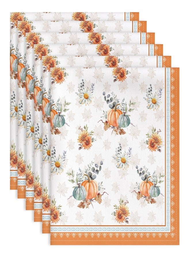 Arquiel Fall Pumpkins Print Cloth Napkins 100% Cotton, 18" X 18" Dinner Napkins Cloth Set, Washable Napkins for Home, Kitchen, Dinner, Party, Wedding, Cocktail, Set of 6 - Image 1