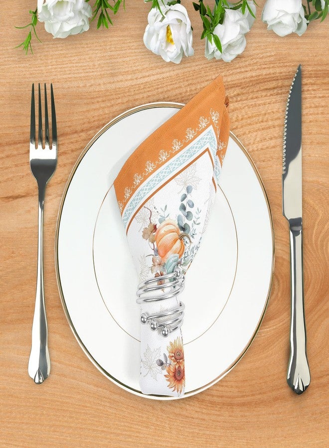 Arquiel Fall Pumpkins Print Cloth Napkins 100% Cotton, 18" X 18" Dinner Napkins Cloth Set, Washable Napkins for Home, Kitchen, Dinner, Party, Wedding, Cocktail, Set of 6 - Image 4