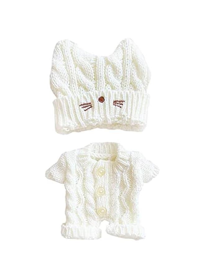 20cm Plush Doll Clothes Cat Hat Woolen Thread Onesies 8in Doll Accessories (B) - Image 1