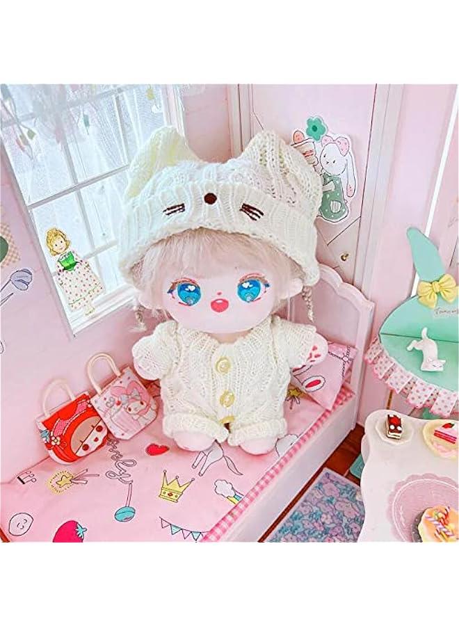 20cm Plush Doll Clothes Cat Hat Woolen Thread Onesies 8in Doll Accessories (B) - Image 2