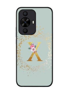 Stylizedd Rugged Black edge case for Huawei nova 12s / Huawei nova 11/ Huawei nova 12 Lite 4G,Custom Monogram Initial Letter Floral Alphabet - X (Light Grey)  - Image 1