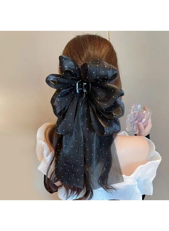Samyak 2 Pcs Fashion Hair Claw with Long Tail Ribbon Big Bow Hair Clutcher Accessory For Women & Girls - Image 5
