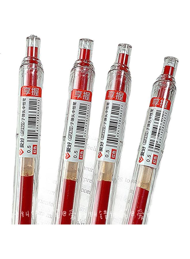 Aihao Gel Pen, 0.5Mm Bullet Tip, Retractable, For Students' Practice, Teachers' Office Use, Signing, Red Ink, 12 Pcs, Gp270 - Image 2