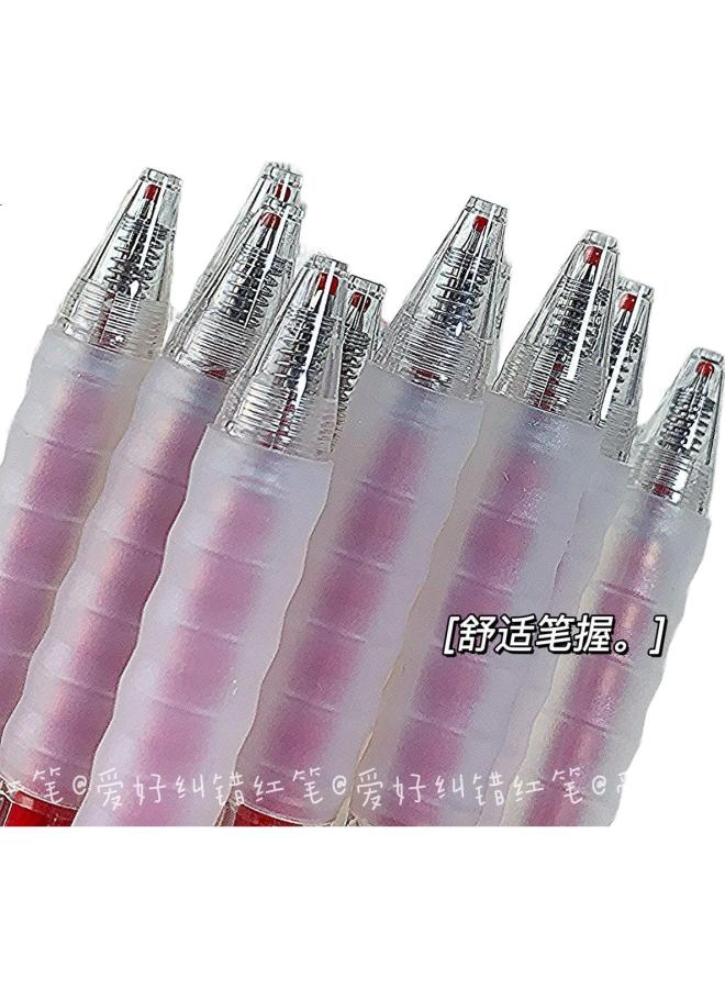 Aihao Gel Pen, 0.5Mm Bullet Tip, Retractable, For Students' Practice, Teachers' Office Use, Signing, Red Ink, 12 Pcs, Gp270 - Image 1