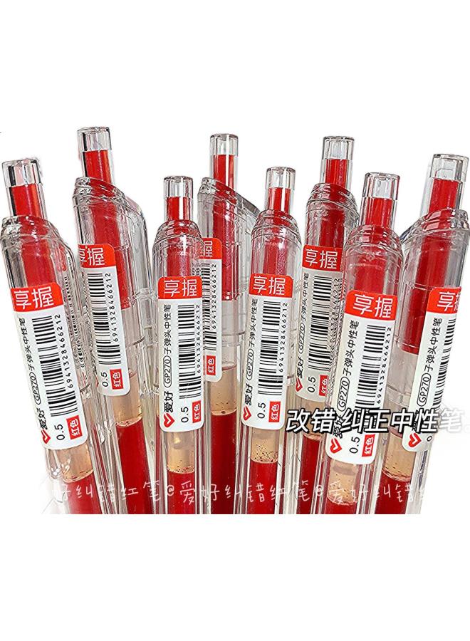 Aihao Gel Pen, 0.5Mm Bullet Tip, Retractable, For Students' Practice, Teachers' Office Use, Signing, Red Ink, 12 Pcs, Gp270 - Image 3