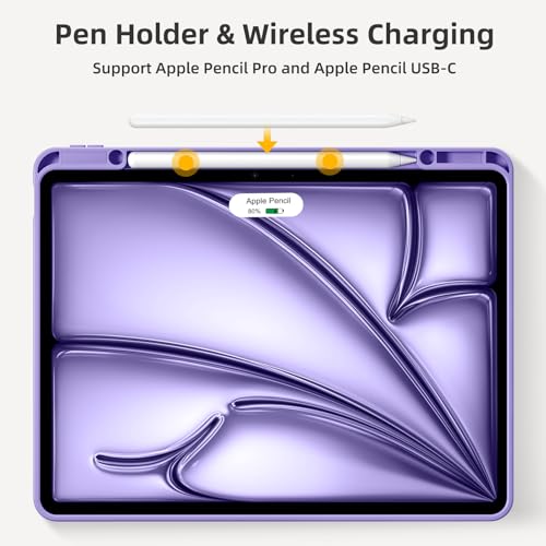 Akkerds Compatible for iPad Air 13 Inch Case (M4/M3/M2) 2026/2025/2024 with Pencil Holder, Trifold Stand Protective Cover/Soft TPU Back for iPad Air 13 Case, Supports Touch ID,Auto Wake/Sleep,Lavender - Image 4