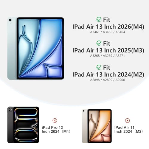 Akkerds Compatible for iPad Air 13 Inch Case (M4/M3/M2) 2026/2025/2024 with Pencil Holder, Trifold Stand Protective Cover/Soft TPU Back for iPad Air 13 Case, Supports Touch ID,Auto Wake/Sleep,Lavender - Image 2