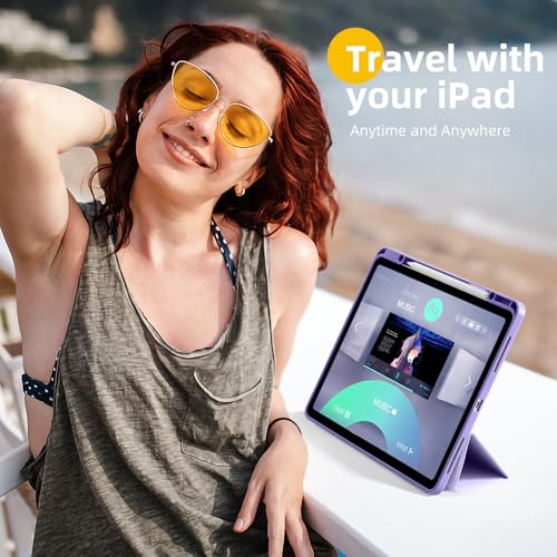 Akkerds Compatible for iPad Air 13 Inch Case (M4/M3/M2) 2026/2025/2024 with Pencil Holder, Trifold Stand Protective Cover/Soft TPU Back for iPad Air 13 Case, Supports Touch ID,Auto Wake/Sleep,Lavender - Image 3