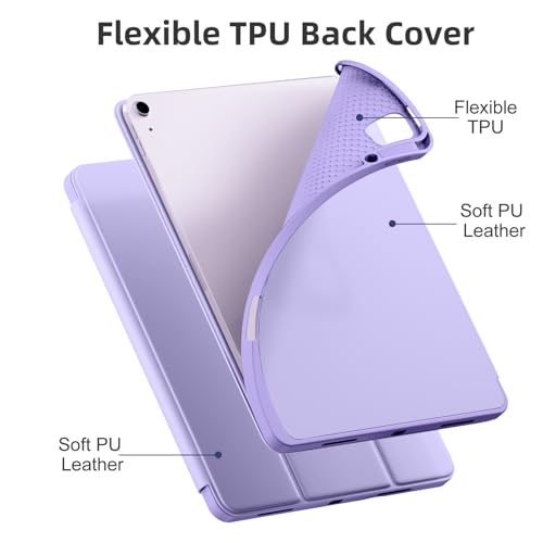 Akkerds Compatible for iPad Air 13 Inch Case (M4/M3/M2) 2026/2025/2024 with Pencil Holder, Trifold Stand Protective Cover/Soft TPU Back for iPad Air 13 Case, Supports Touch ID,Auto Wake/Sleep,Lavender - Image 5