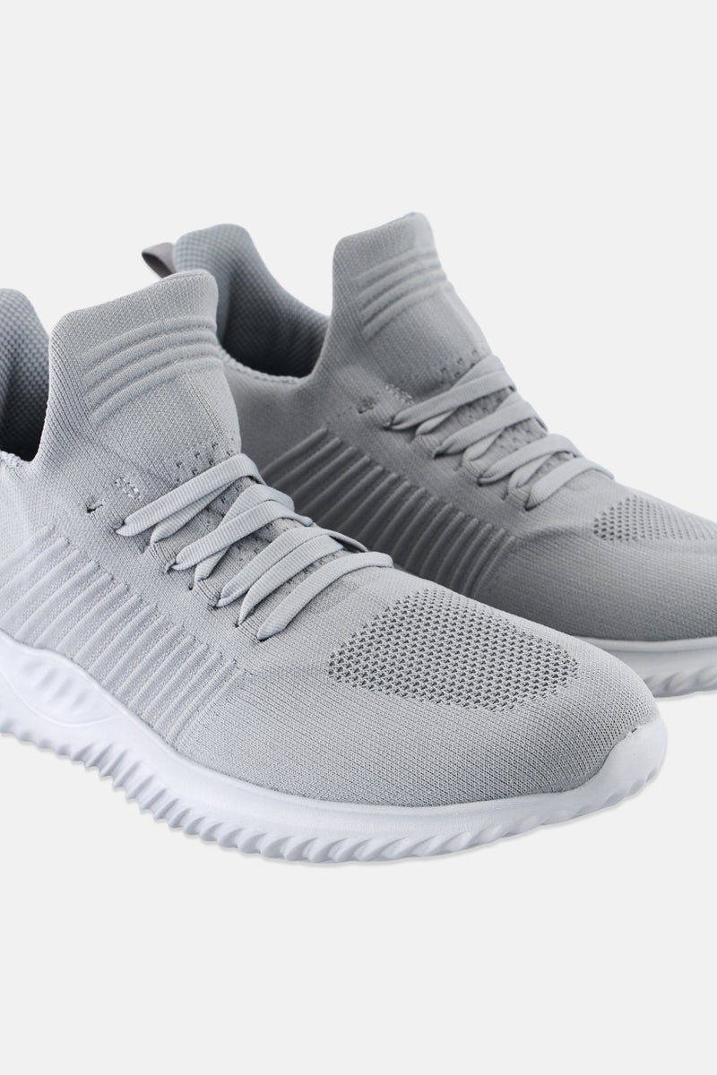 RBX Men Brand Logo Lace Up Running Shoes, Grey - Image 3