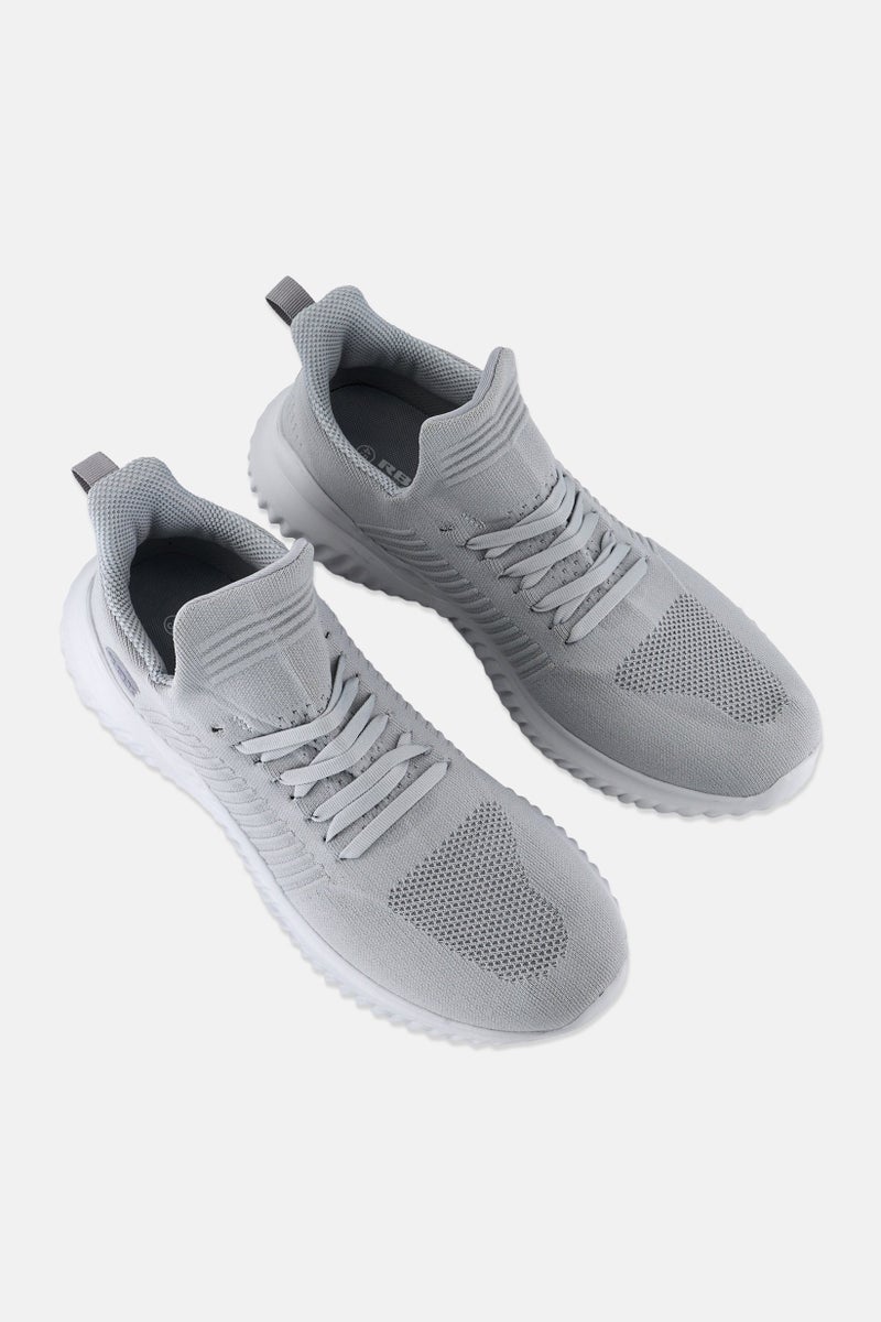 RBX Men Brand Logo Lace Up Running Shoes, Grey - Image 4
