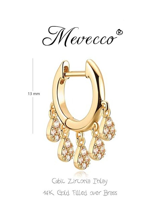 Mevecco Women Huggie Hoop Earrings Gold Ear Stud Cuff 14K Gold Filled Small Boho Beach Simple Delicate Handmade Hypoallergenic Jewelry Gift - Image 4