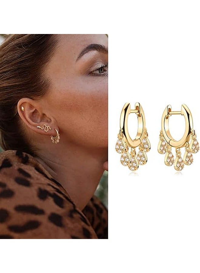 Mevecco Women Huggie Hoop Earrings Gold Ear Stud Cuff 14K Gold Filled Small Boho Beach Simple Delicate Handmade Hypoallergenic Jewelry Gift - Image 3