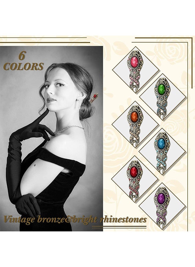 Quantum 5 PCS Hair Clip, Vintage Chinese Hair Sticks Rhinestone Hair Accessories, Chinese Vintage Rhinestone Hair Chopstick Multicolour for Weddings Parties and Events - Image 4