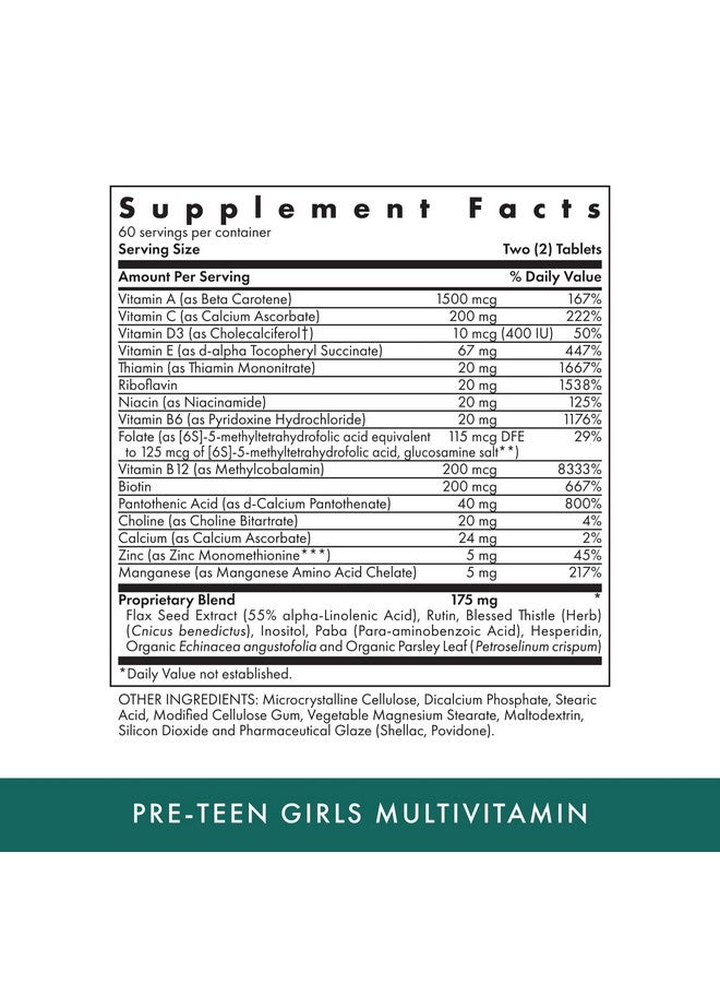 MICHAEL'S Health Naturopathic Programs Pre-Teen Girls - 120 Vegetarian Tablets - Daily Multivitamin for Healthy Growth & Development - Kosher - 60 Servings - Image 2